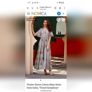 EUC * LN! 🌎 NOVICA 🌍 India ✋ Handmade Artisan Sundress👗🌞 💯 cotton 💐 sz M💐